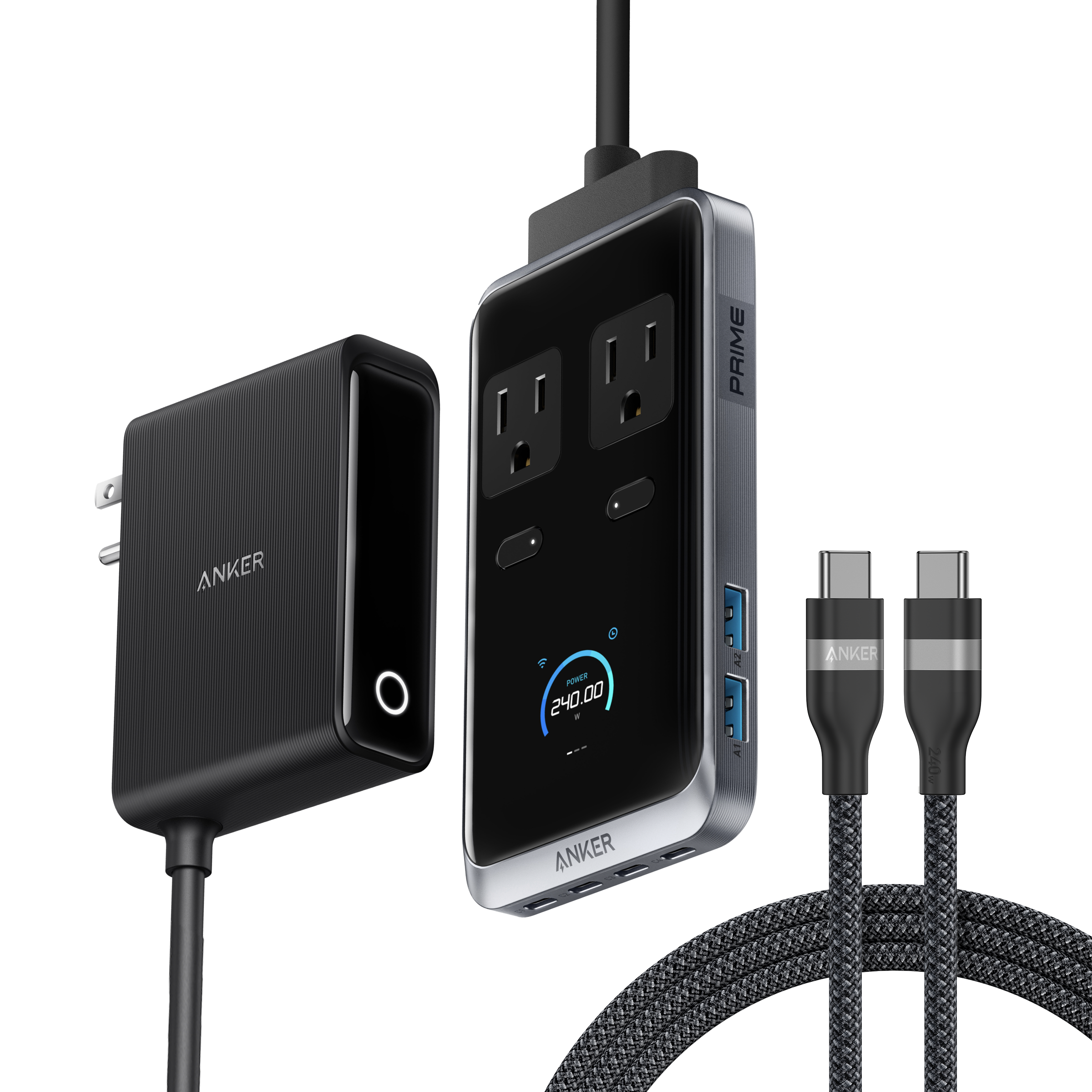 Prime Charging Station (8-in-1, 240W) and USB-C to USB-C Cable (6 ft, 240W) C7