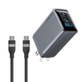 Prime Charger (100W, 3 Ports, GaN) and USB-C to USB-C Cable (3 ft / 6 ft, 240W, Upcycled-Braided) T7