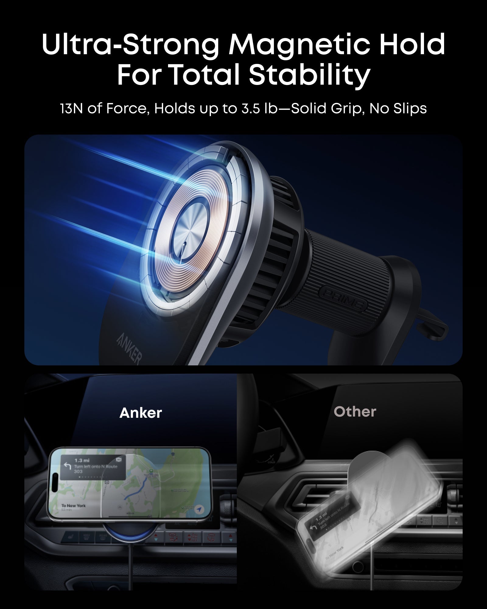 Prime Wireless Car Charger (MagGo, AirCool, Pad) J1