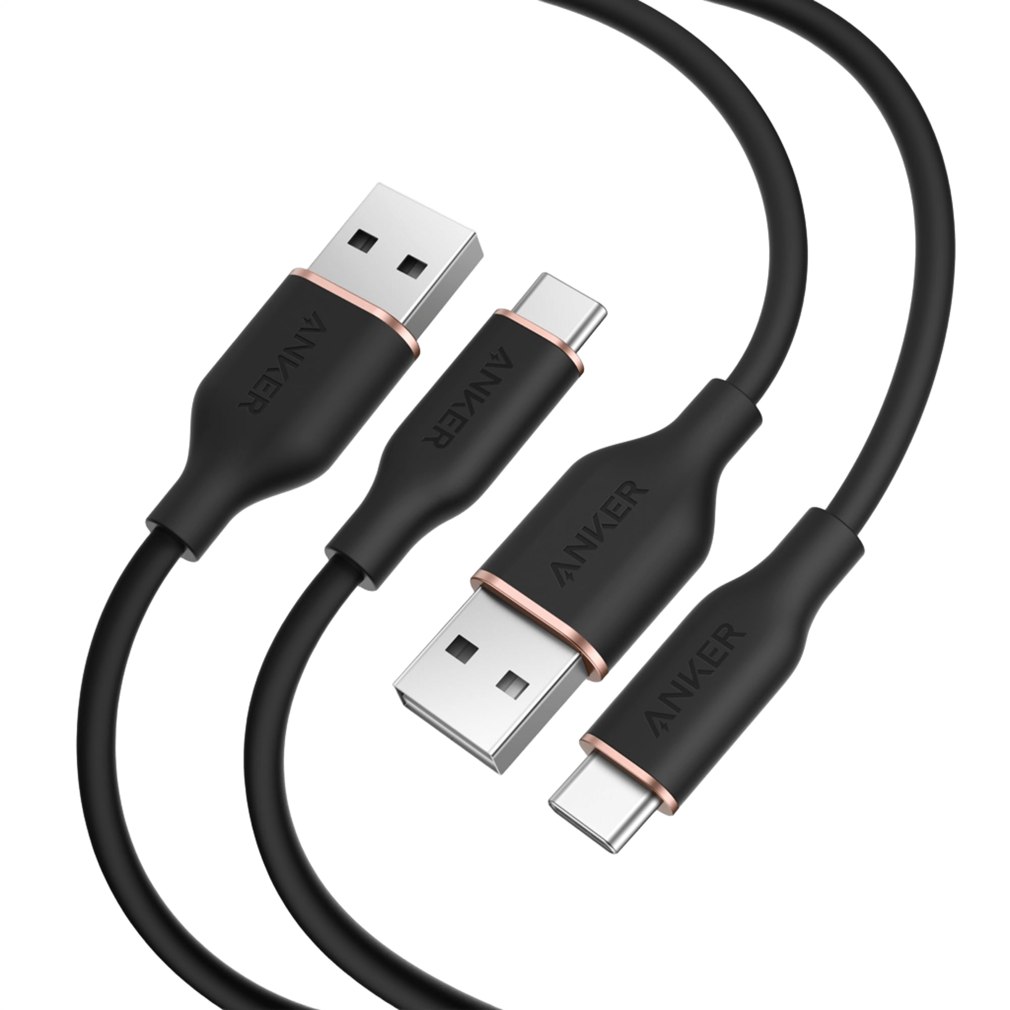 15W USB-A to USB-C Cable 2Pack (3 ft, Silicone) B2