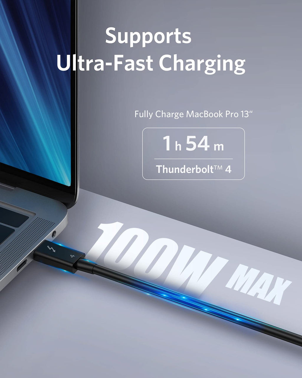 Refurbished USB-C to USB-C Thunderbolt 4 100W Cable (2.3 ft) C5