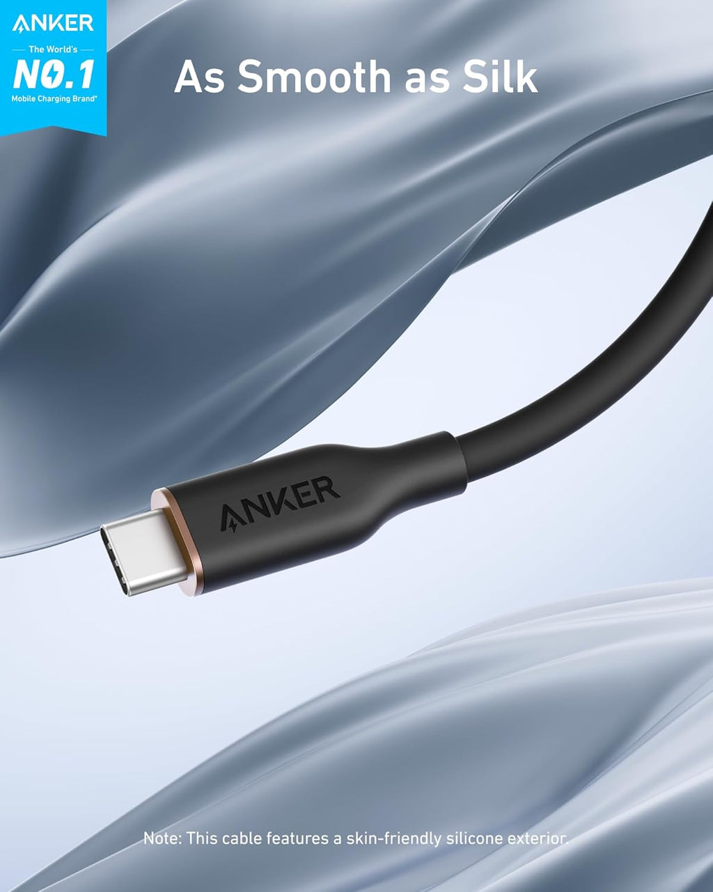 643 USB-C to USB-C Cable (Flow, Silicone, 240W, 2-Pack, Midnight Black) B9