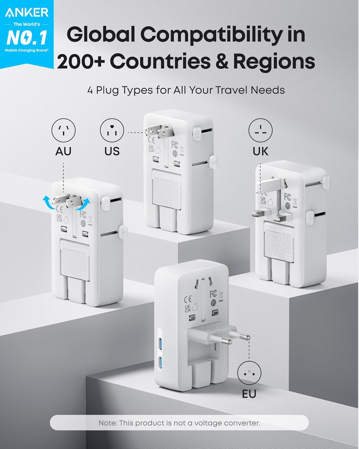 MagGo Wireless Charging Station (3-in-1, Foldable Pad) and Nano Travel Adapter (5-in-1, 20W, 1-Pack) M4