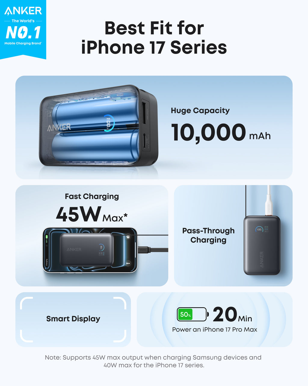 Nano Power Bank (10K, 45W, Built-In Retractable USB-C Cable) D2