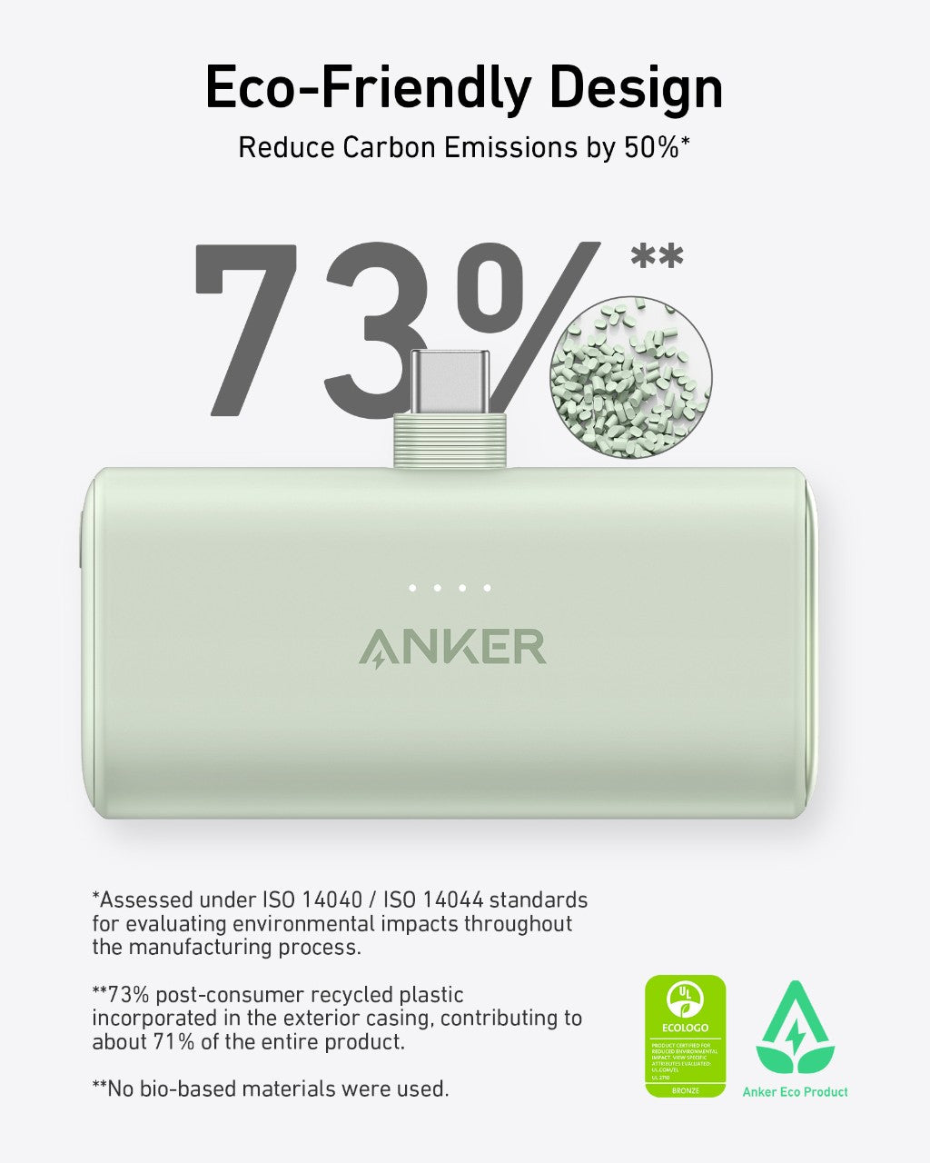 Refurbished Nano Power Bank (22.5W, Built-In USB-C Connector) T3