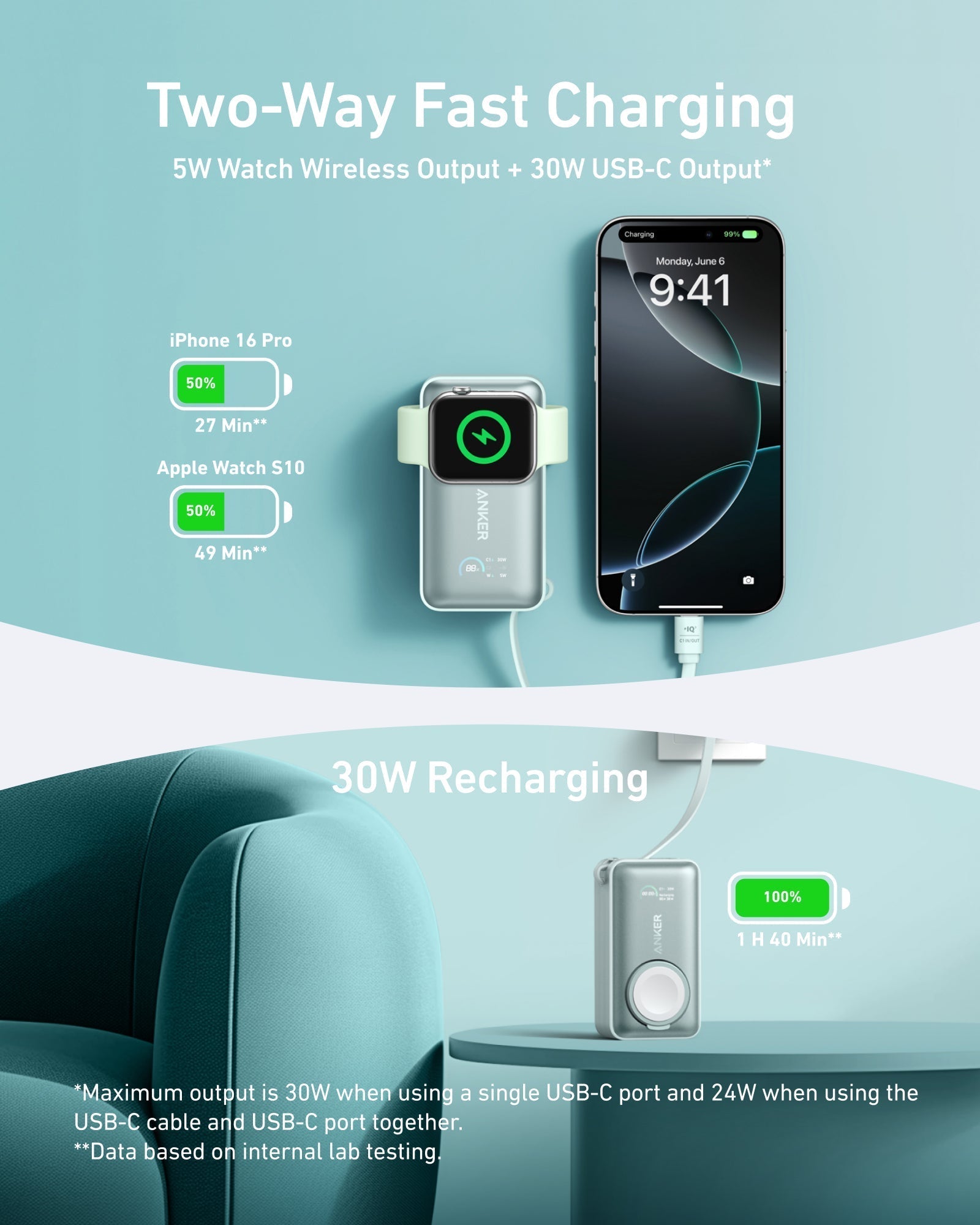 MagGo Power Bank (10K, 35W, For Apple Watch) H1