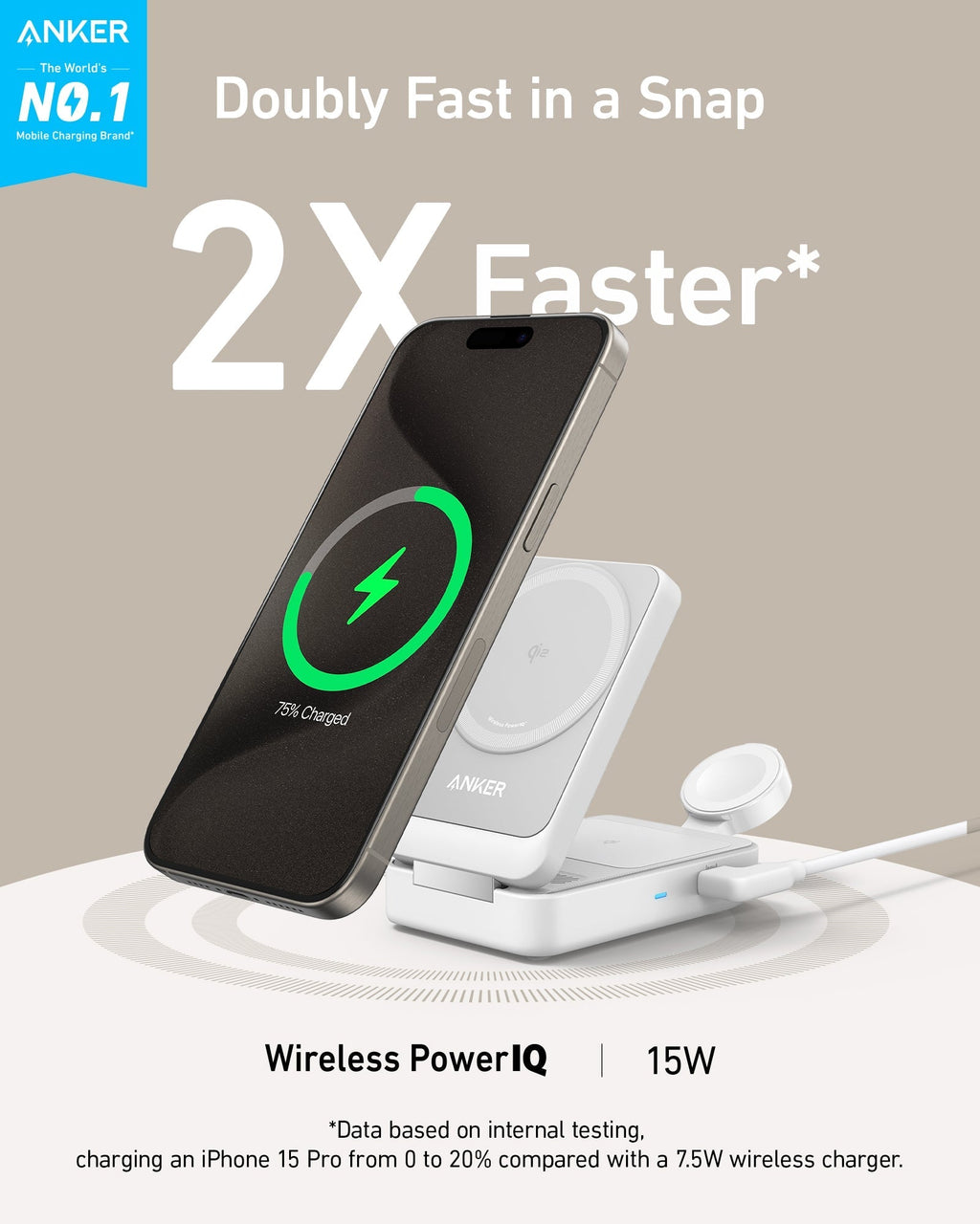 MagGo Wireless Charging Station (Foldable 3-in-1) and Nano Travel Adapter (5-in-1, 20W, 1-Pack) V2