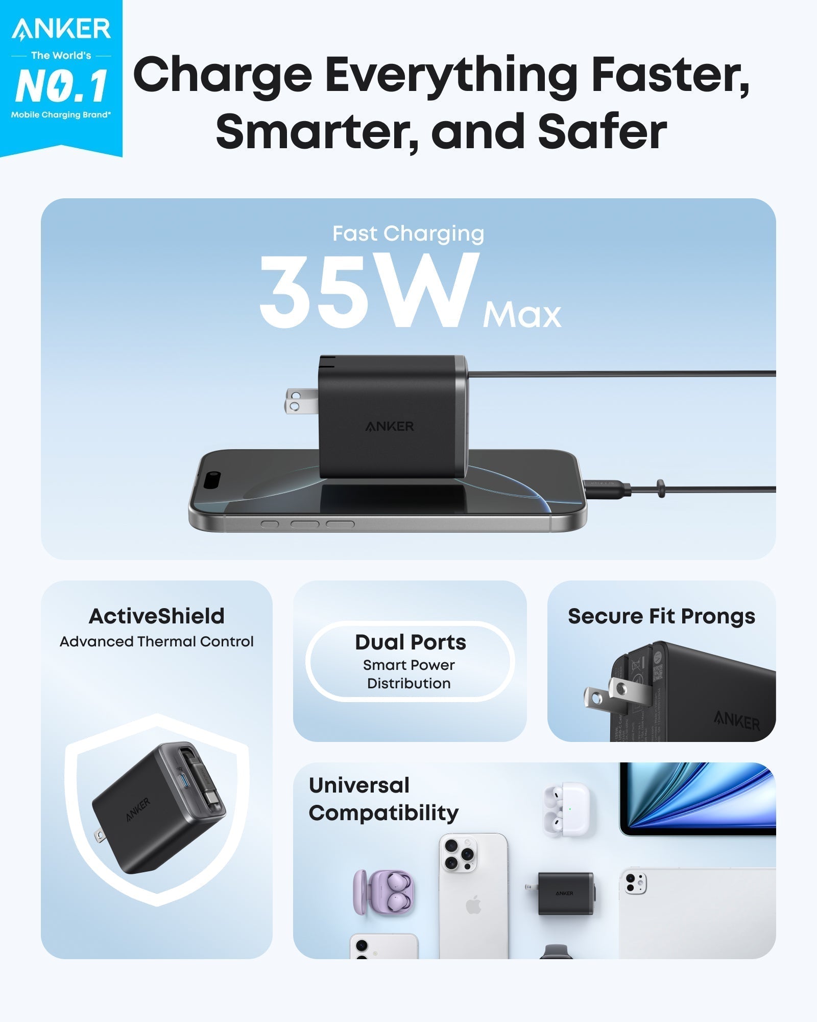 Nano Charger (35W, Built-In Retractable USB-C Cable) F0