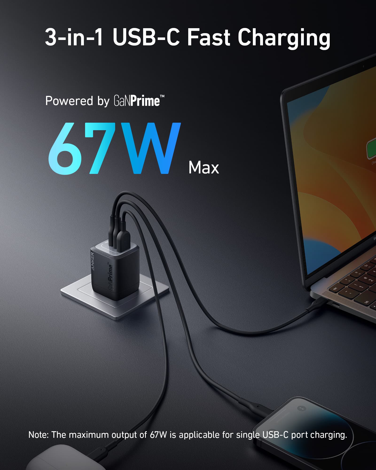 Prime 67W GaN Wall Charger (3 Ports) H3