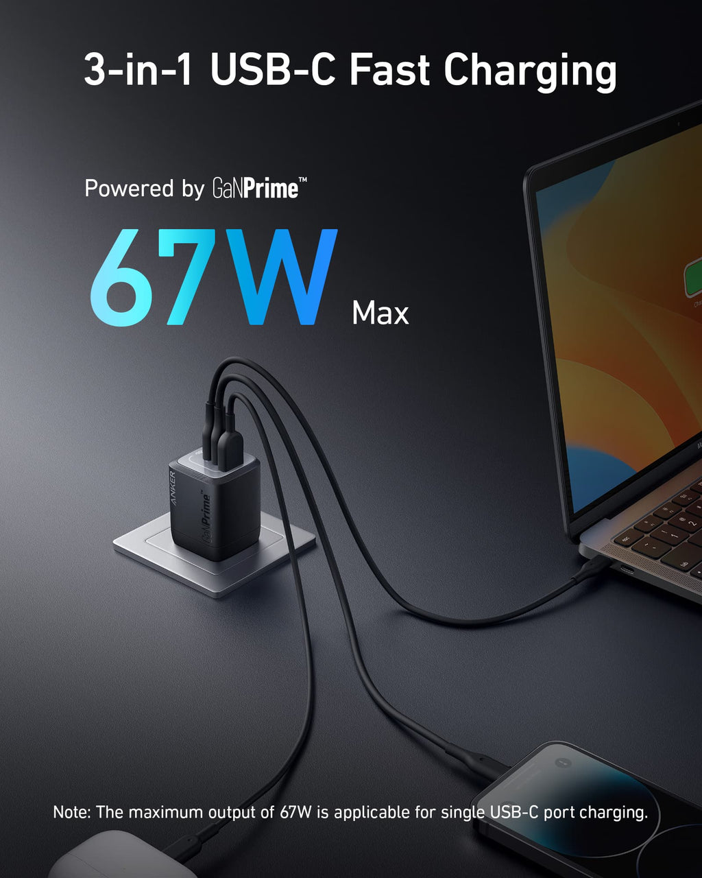 Prime 67W GaN Wall Charger (3 Ports) 2-Pack V0