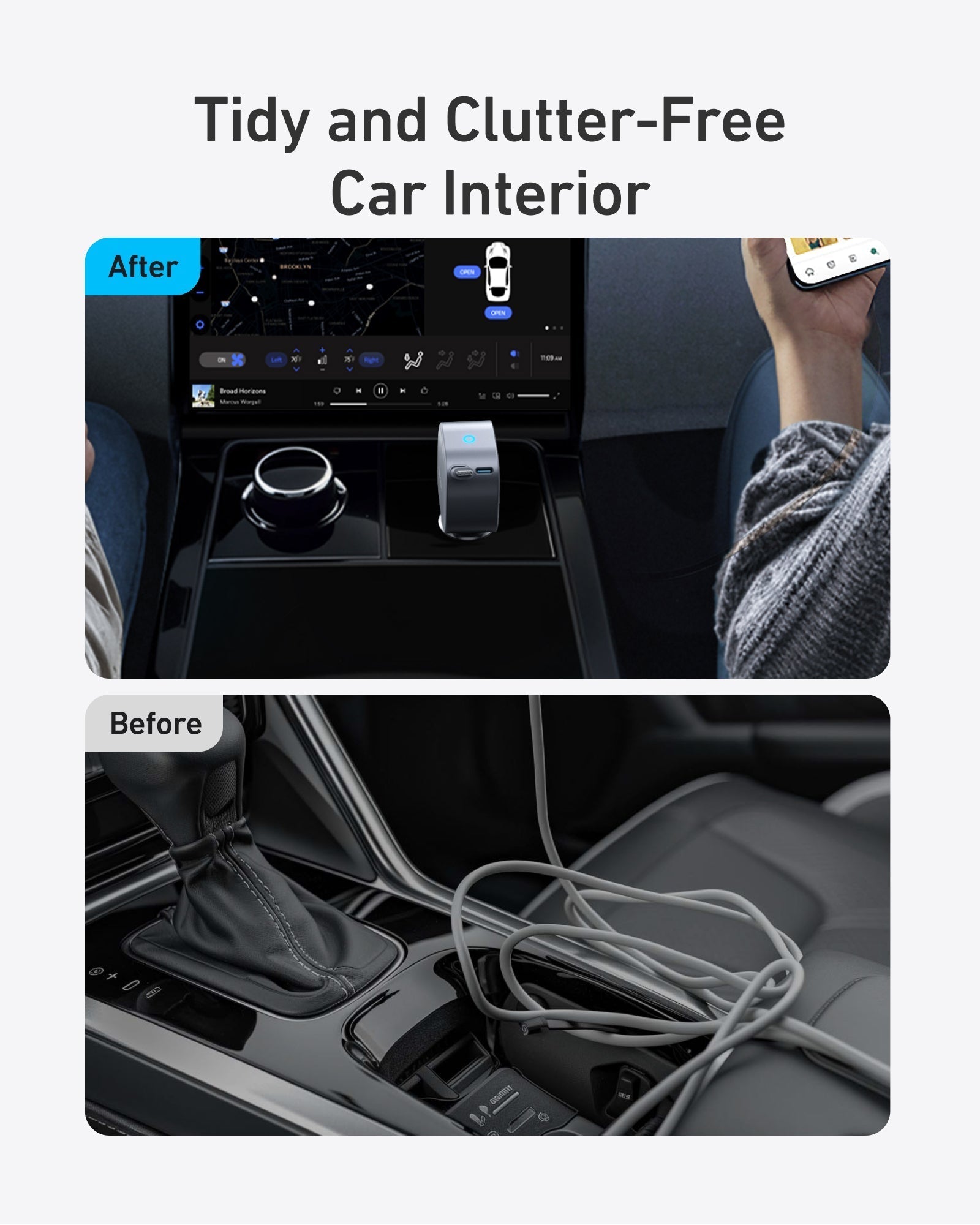Nano 75W Car Charger and Prime USB-C to USB-C Cable (240W, Upcycled-Braided) F2