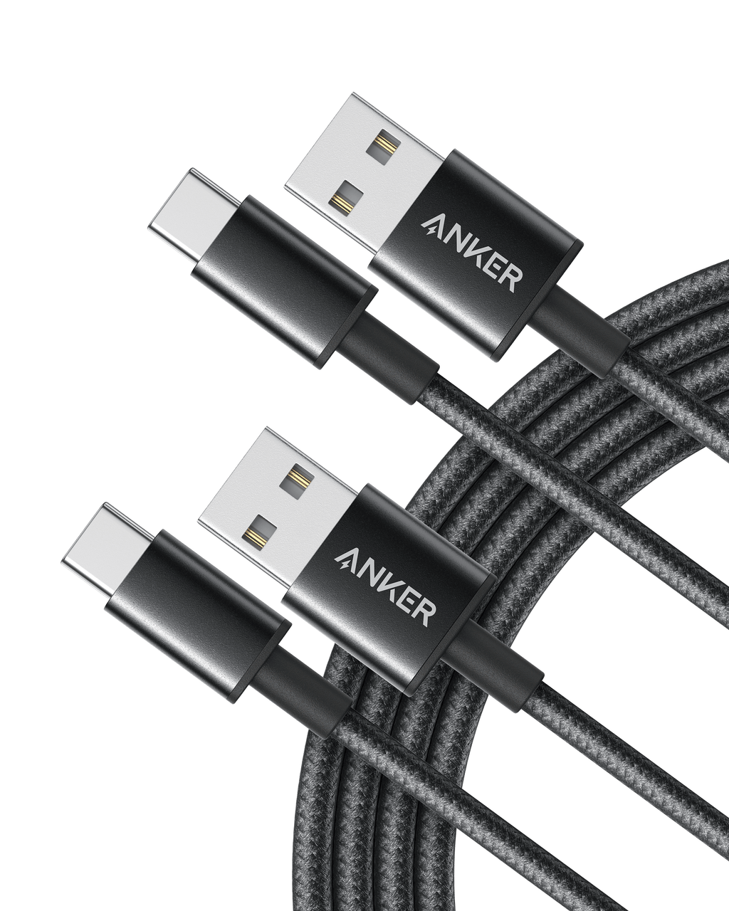 Premium Nylon USB-C to USB-A Cable (2-Pack) S6