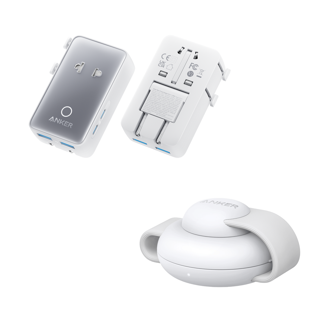 MagGo Wireless Charging Station (3-in-1, Foldable Pad) and Nano Travel Adapter (5-in-1, 20W, 1-Pack) M4