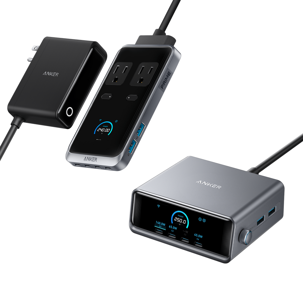 Prime Charger (250W, 6 Ports, GaNPrime) and Charging Station (8-in-1, 240W) N0