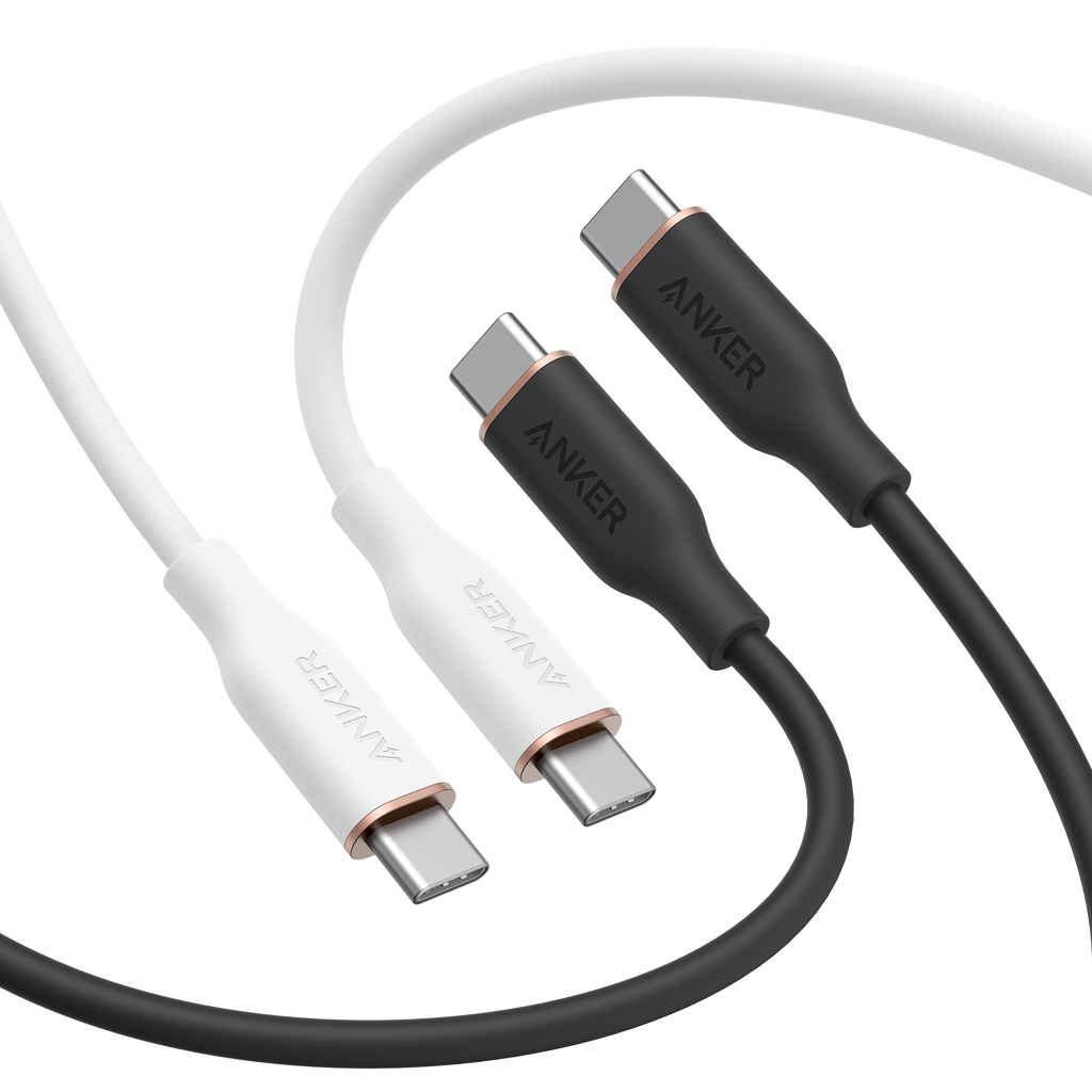 643 USB-C to USB-C Cable (Flow, Silicone, 240W, 2-Pack, Midnight Black) B9