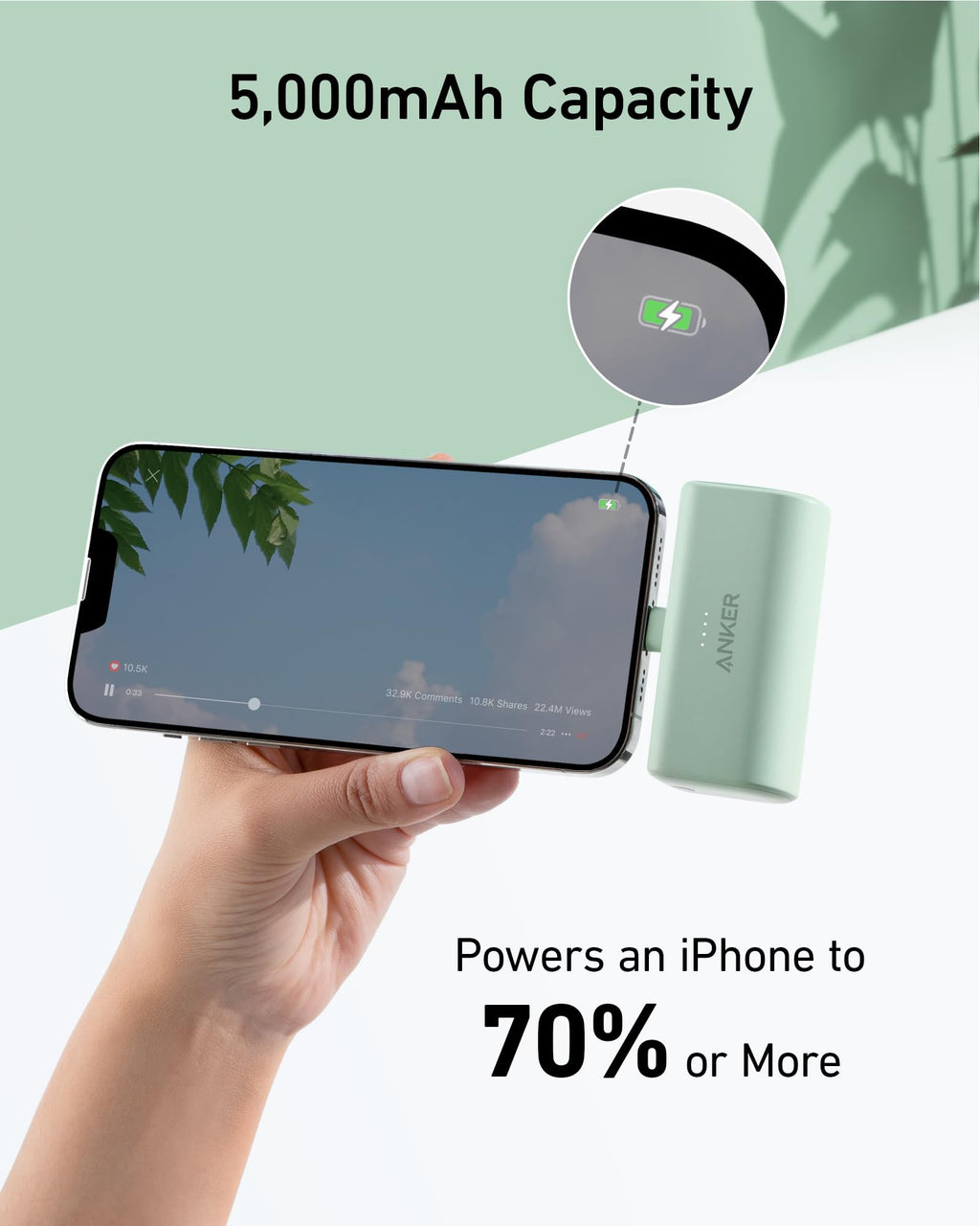 Nano Power Bank (12W, Built-In Lightning Connector)-boa P0