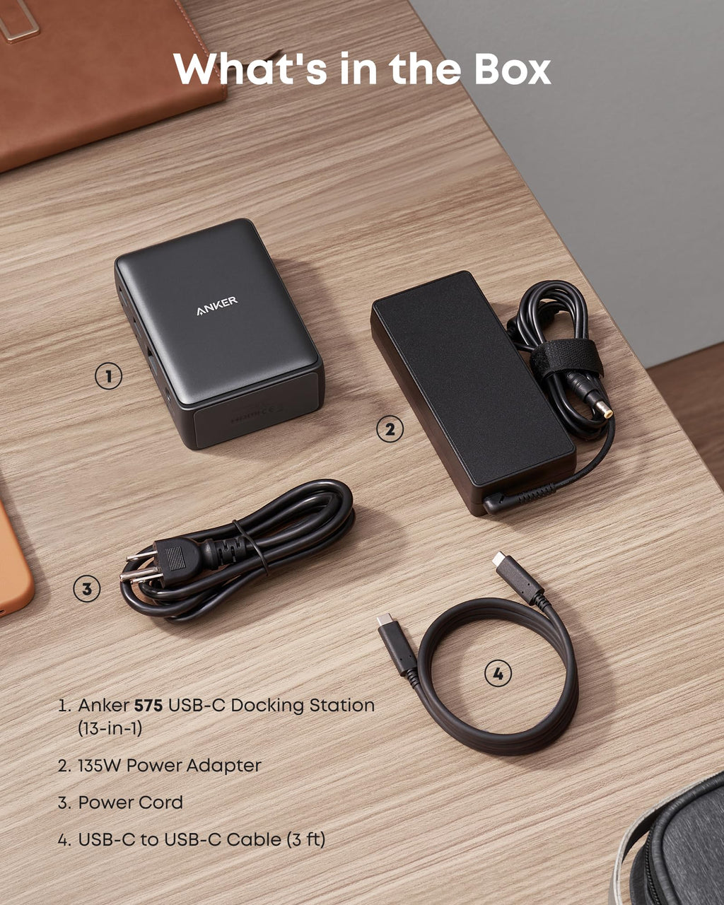 575 USB-C Docking Station (13-in-1) and New Nylon USB-C to USB-C 100W Cable (10 ft) O2