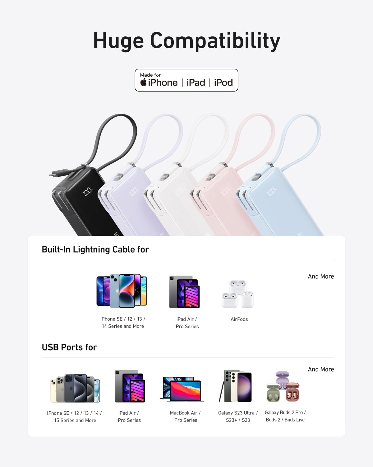 Power Bank (10K, Fusion, Built-In Cable) G9
