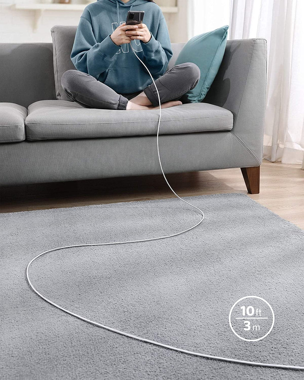 New Nylon USB-C to USB-C 100W Cable (10 ft) I7